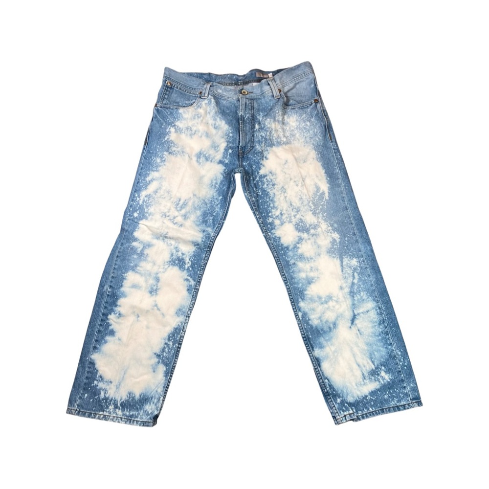 Levis Mens Silvertab Loose Bleach Splattterd Size 38 x 30 Blue OOAK VIntage